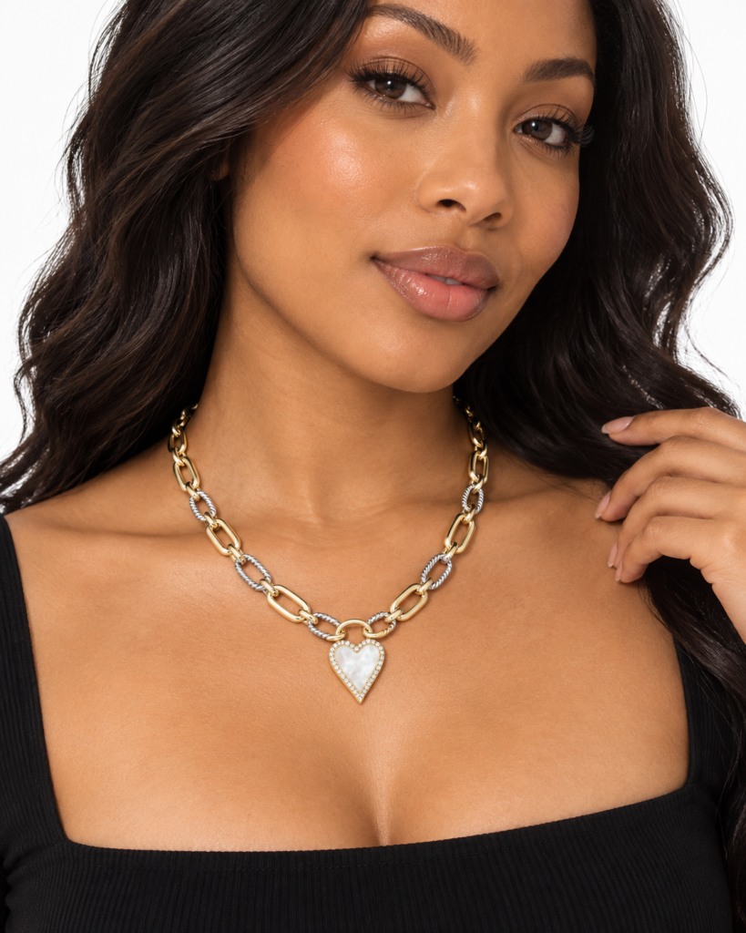 Wear Your Heart – Asymmetrical Enamel Heart Necklace